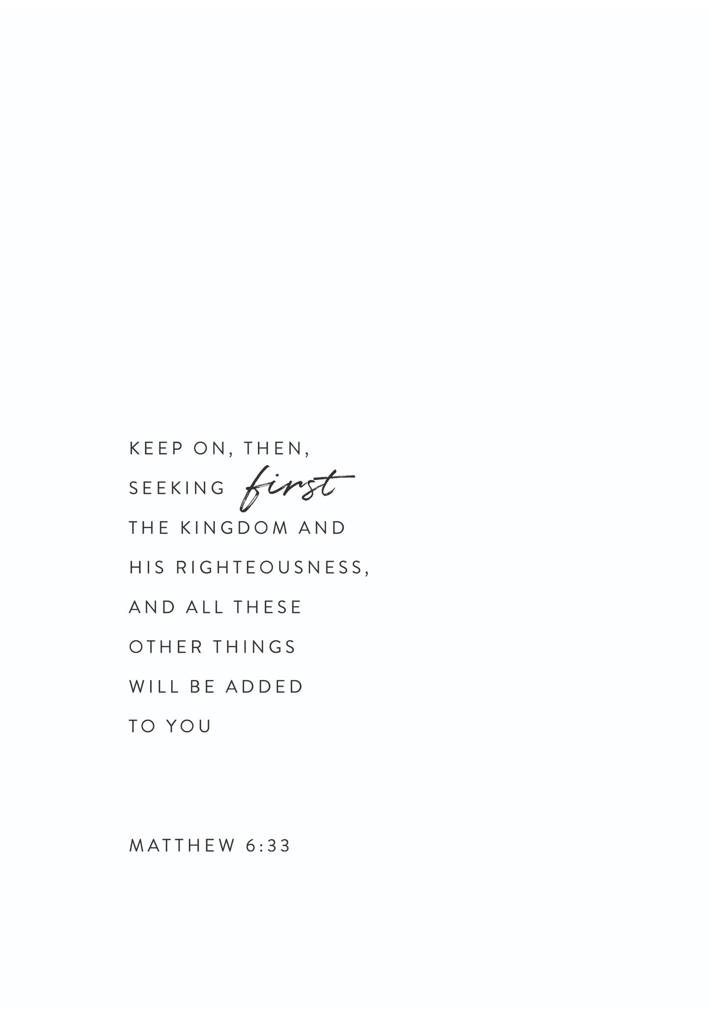 Matthew 6:33 Rolled Poster | Wall Art for Home Decor, Inspirational Gift, Bible Verse Wall Art, Christian Art, Modern Minimalist Decor