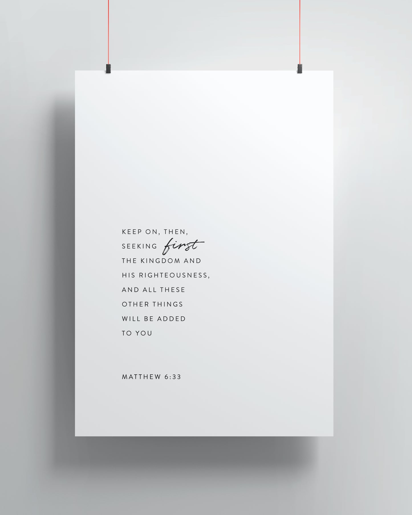 Matthew 6:33 Rolled Poster | Wall Art for Home Decor, Inspirational Gift, Bible Verse Wall Art, Christian Art, Modern Minimalist Decor